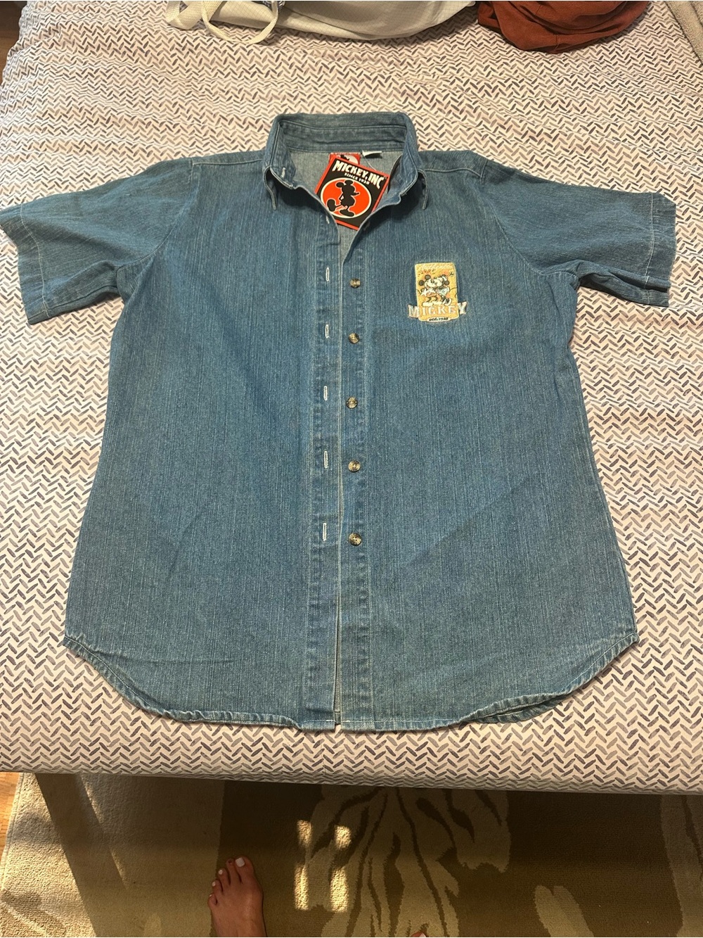 Embroidered Blue Disney button up shirt